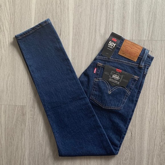 NWT Levi’s Premium 501 High Rise Skinny Jeans in Blue - Picture 5 of 11